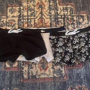 Lacoste Men's Boxer Briefs Trio - Black, Gray, Logo Print